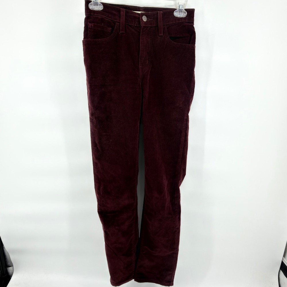 Levis 724 High‎ Rise Straight Corduroy Pants Women 24 Burgundy Maroon W24 L30